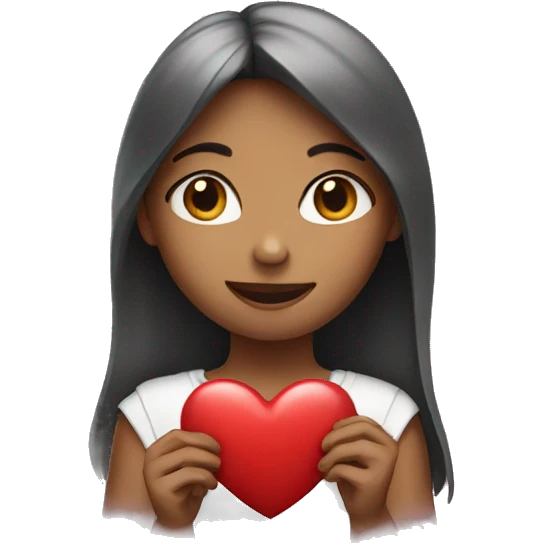 girl holding a heart  emoji