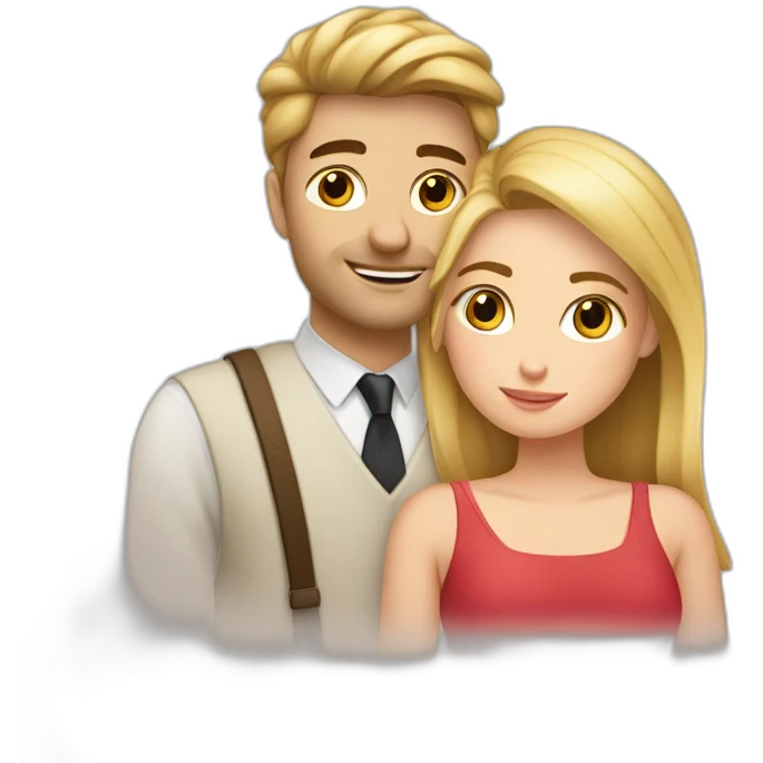 Pareja enamorados rubia y moreno emoji