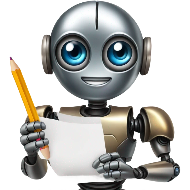 cute robot draws his self-portrait emoji