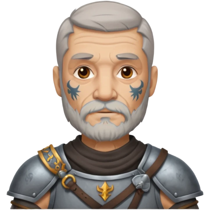 elderly tattooed knight, tattooed shoulder emoji