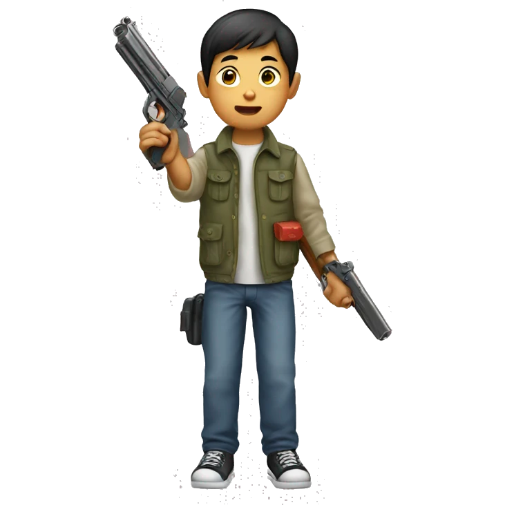 asian boy holding toy gun emoji