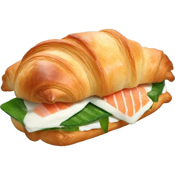 croissant sandwich with cream cheese, rocket, salmon and cucumber emoji
