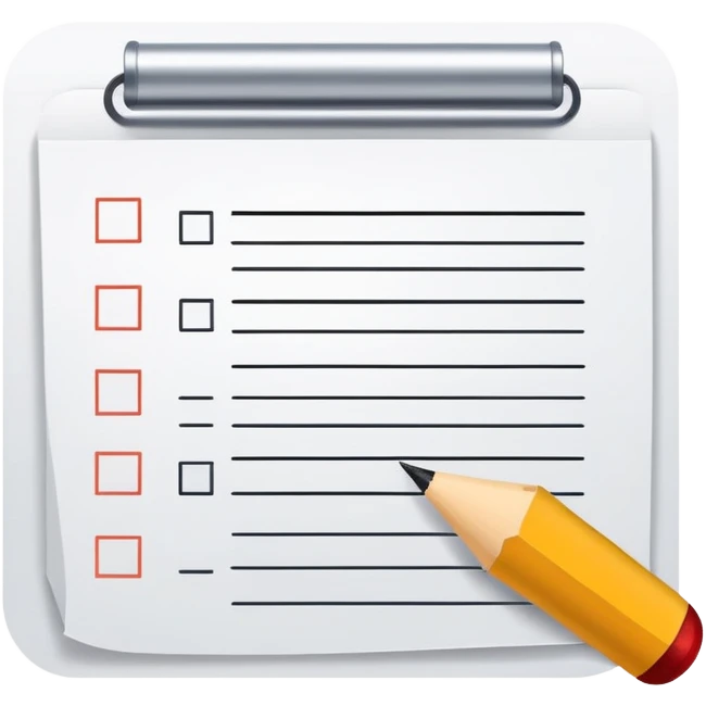 worksheet-style paper with checkboxes and horizontal lines, like a classroom handout emoji