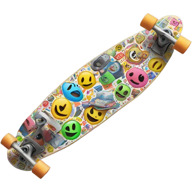 skateboard with stickers emoji