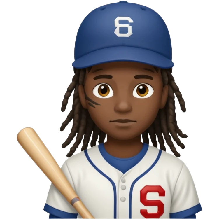 dreadlock baseball player black emoji