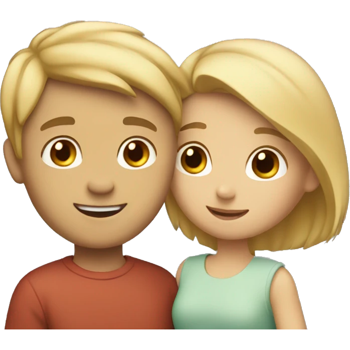 A couple hugging. A girl with blonde strands and brown hair , short and petite. A boy with fair short hair , tall and strong  emoji