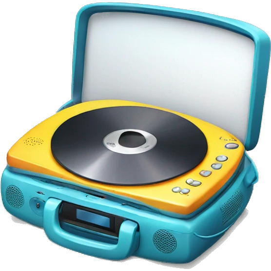 Bright colored portable CD player with headphones attached emoji