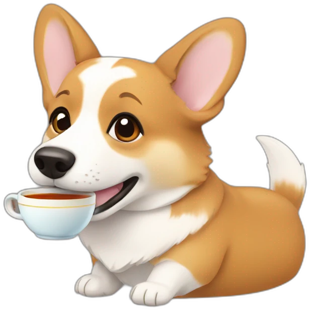 Corgi sipping tea emoji