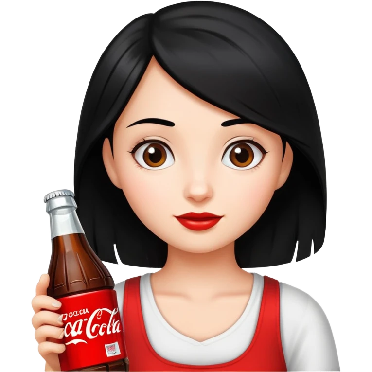 girl with black hair holding a coca cola bottle emoji