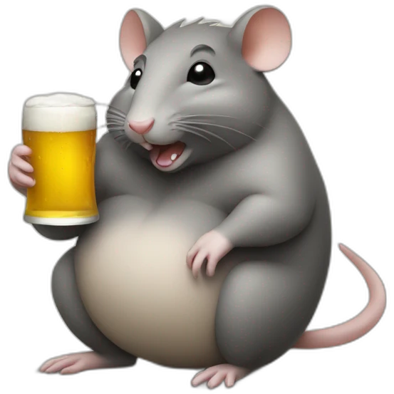 Fat rat drinking beer emoji