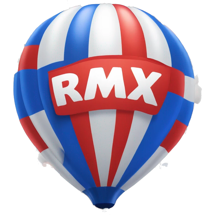 FOR RE/MAX COMPANY balloon with colors red, white and blue. In the middle of it there is the name of company  emoji