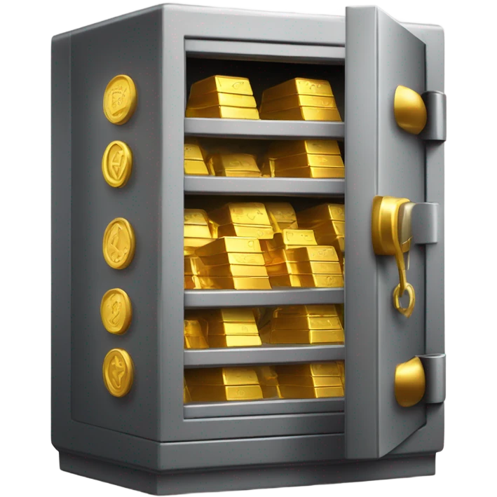 super realistic open safe with gold emoji