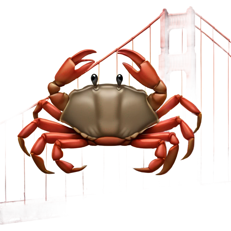 Dungeness crab hanging off of the golden gate bridge  emoji