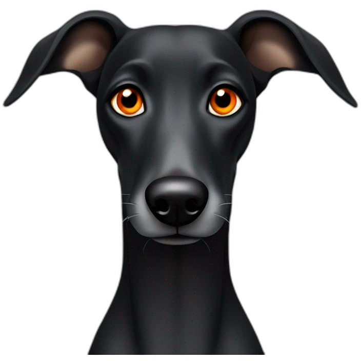 All black greyhound with orange eyes emoji