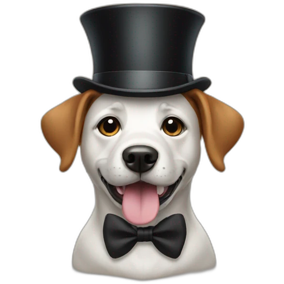 Dog wearing a top hat emoji