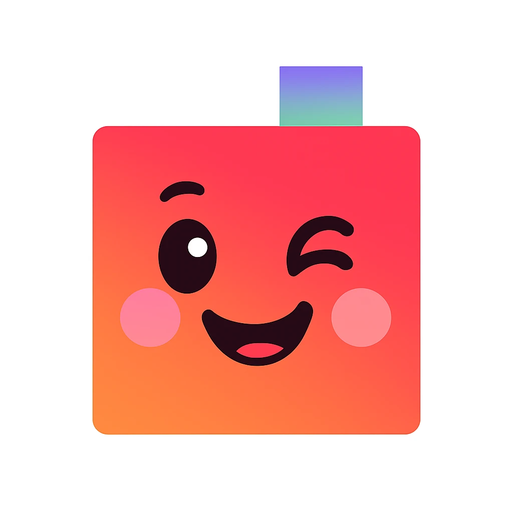 Turn the YumChat icon into a cute winking emoji character, cheeky and fun, keeping the original colors and shape, in a cute emoji style. emoji