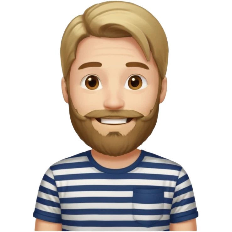man with long hair and beard wearing horizontal striped t-shirt emoji