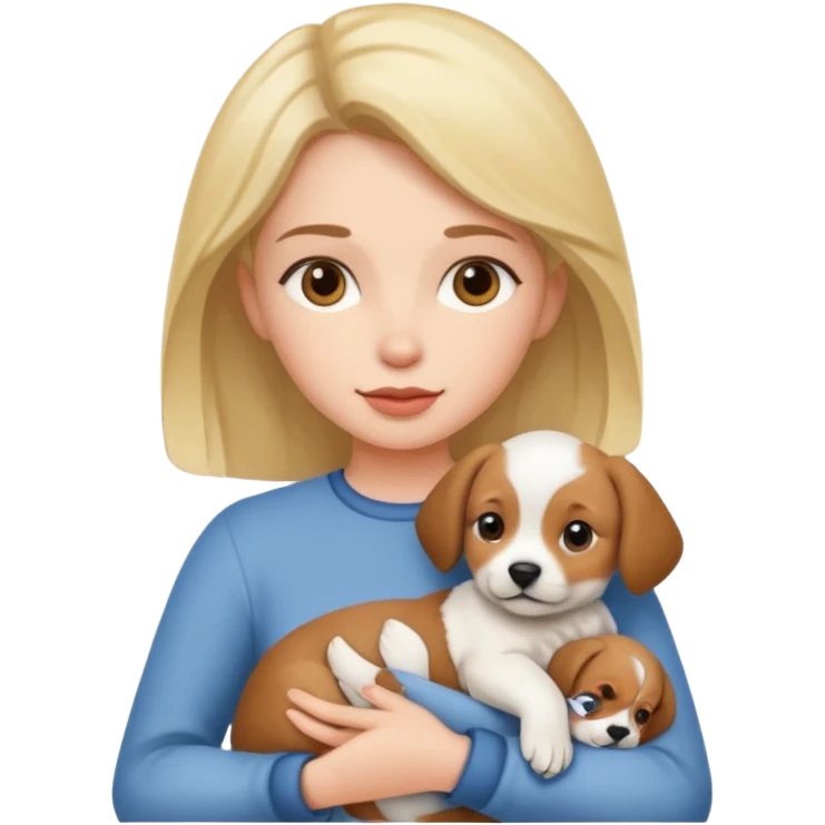 A woman with a puppy in her hands emoji