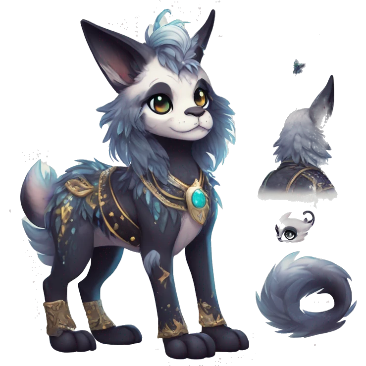 cute Kawaii edgy fantasy animal sparkle fursona Fionbri creature by griffsnuff & LiLaiRa & Falvie full body emoji