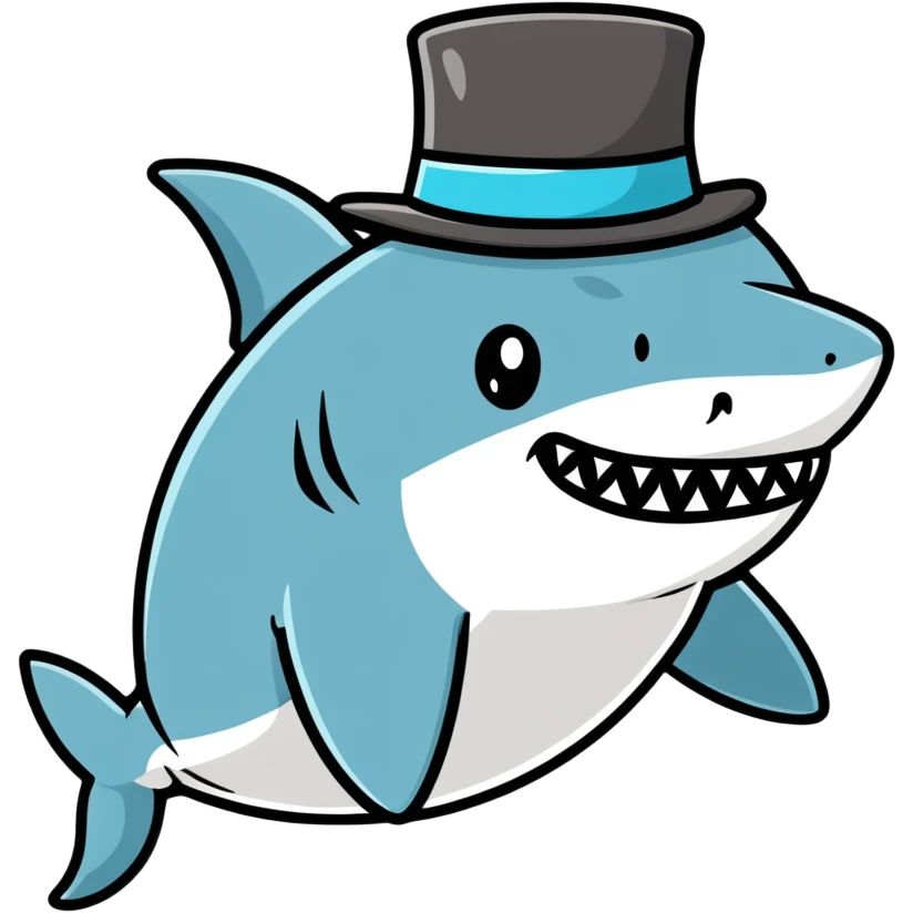Shark with a top hat emoji
