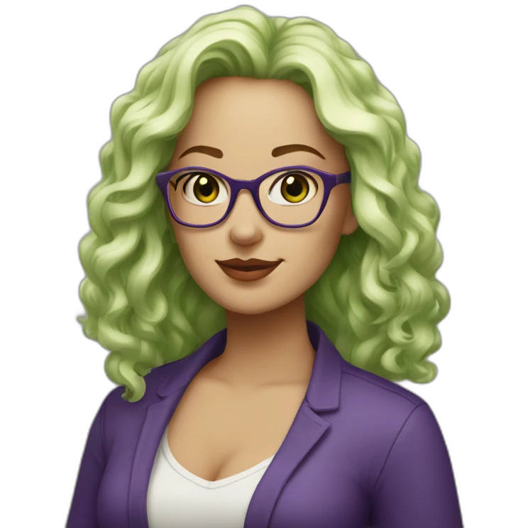 curvy-white-woman,wavy-purple-hair,green-eyes-square-glasses emoji