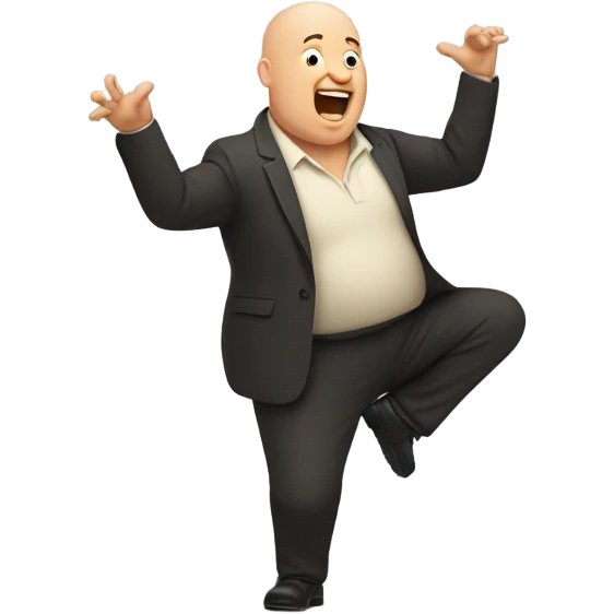 Fat bald man dancing badly emoji