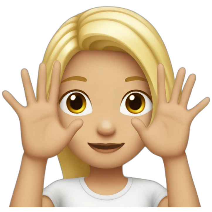 girl with blonde hair showing ONLY THREE out of five fingers up on her ONE hand emoji