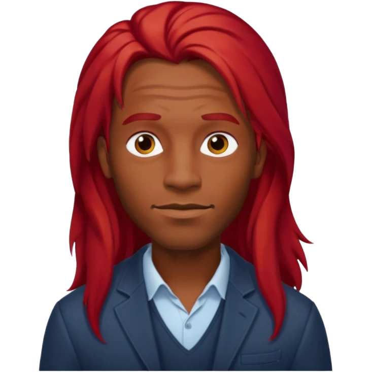 black man long red hair black emoji