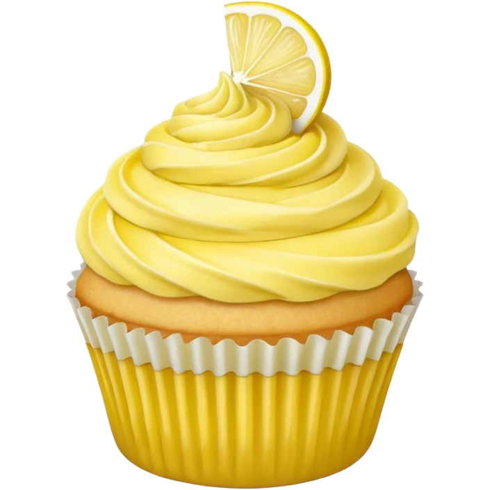 lemon cupcake with yellow frosting and a lemon slice emoji