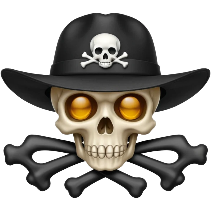 A skull and crossbones wearing a hat like vampire hunter D. emoji