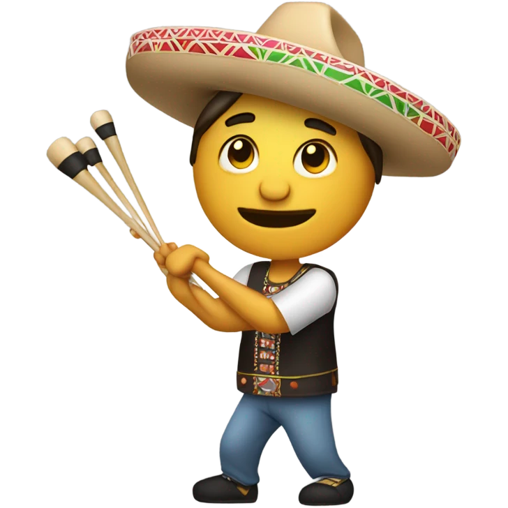Draw a Mexican drummer lifting right hand with drum sticks emoji