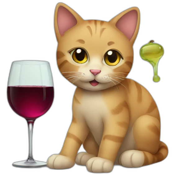 Cat drinks wine emoji