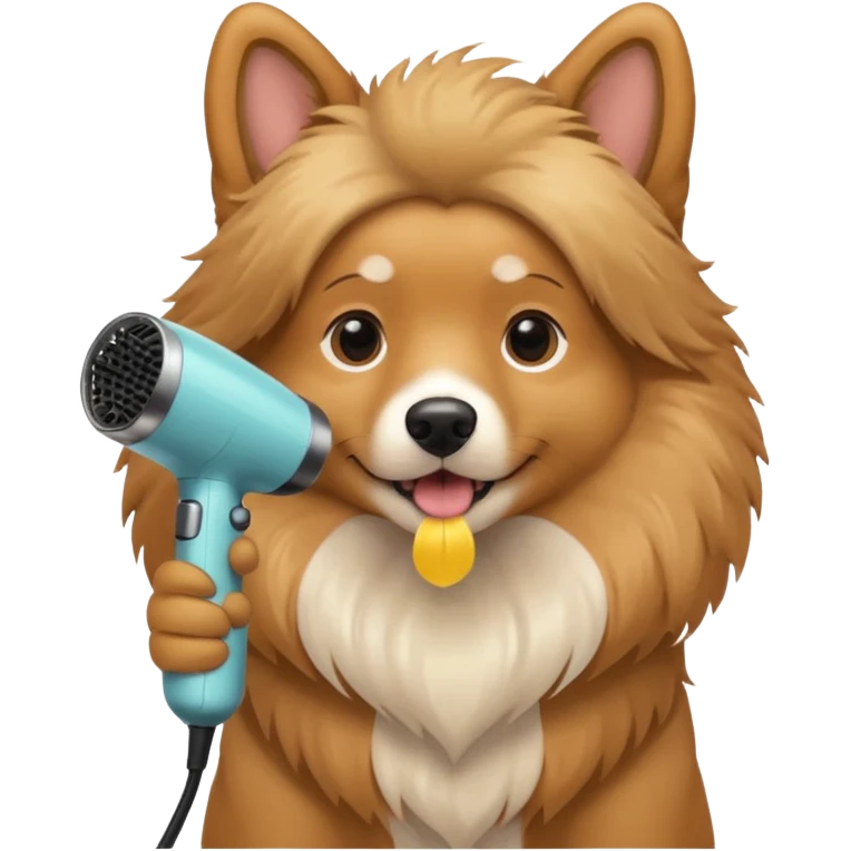 dog grooming with a hair dryer emoji