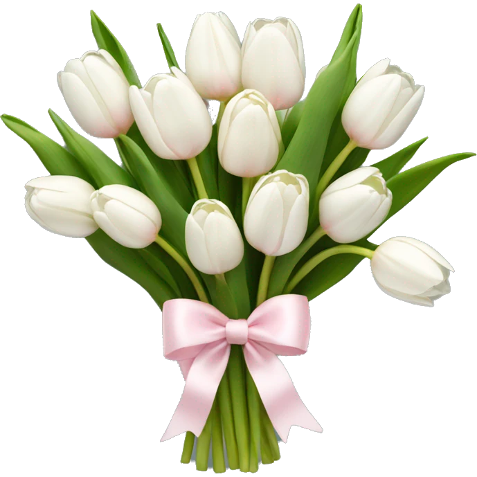 White tulips bouquet with light pink bow  emoji