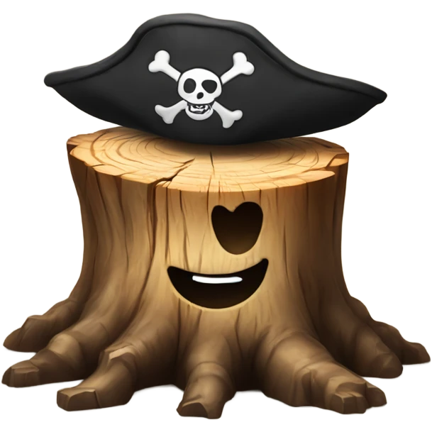 tree stump with a pirate hat emoji