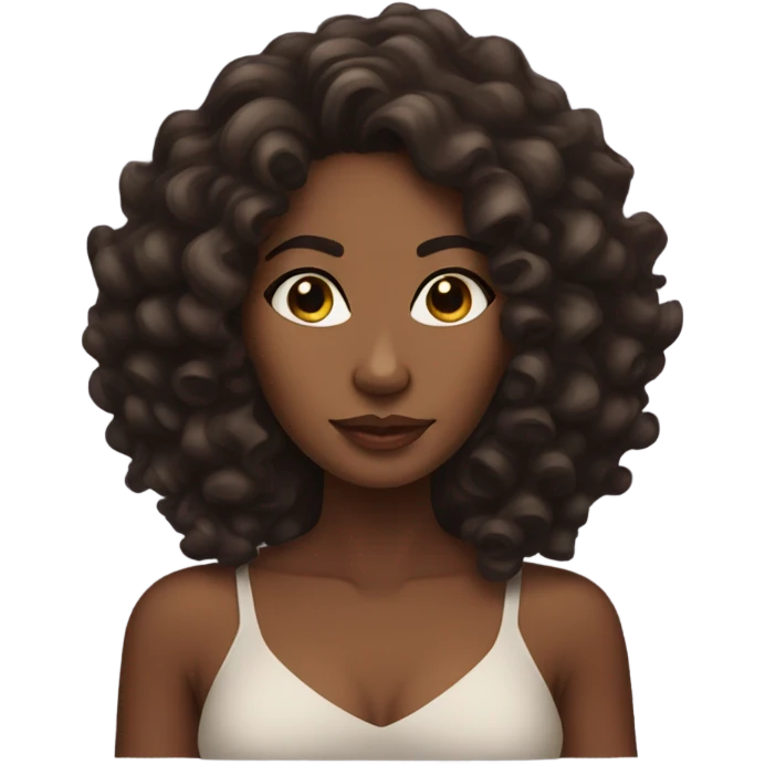 Brownskin African American woman with black bombshell curls emoji