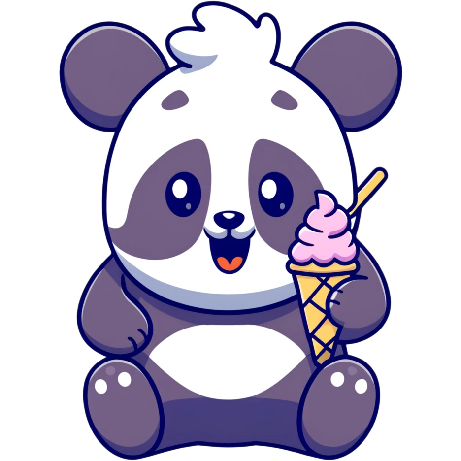 Panda eating ice cream emoji