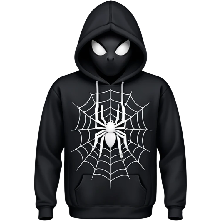 The Black Sp5der Hoodie features a black base with distinctive middle spot where there is a spider web on it emoji