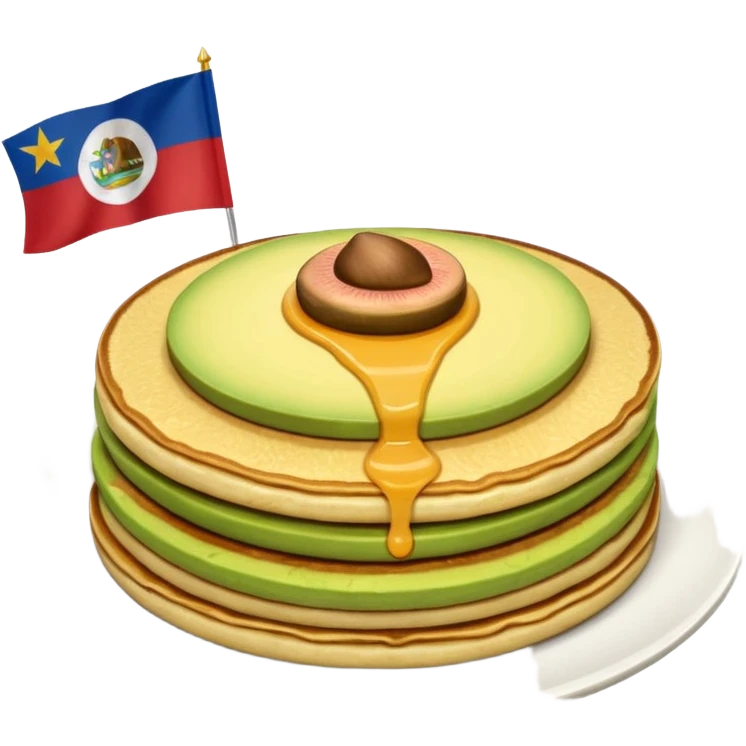 single pancake topped with avocado and a small California flag emoji