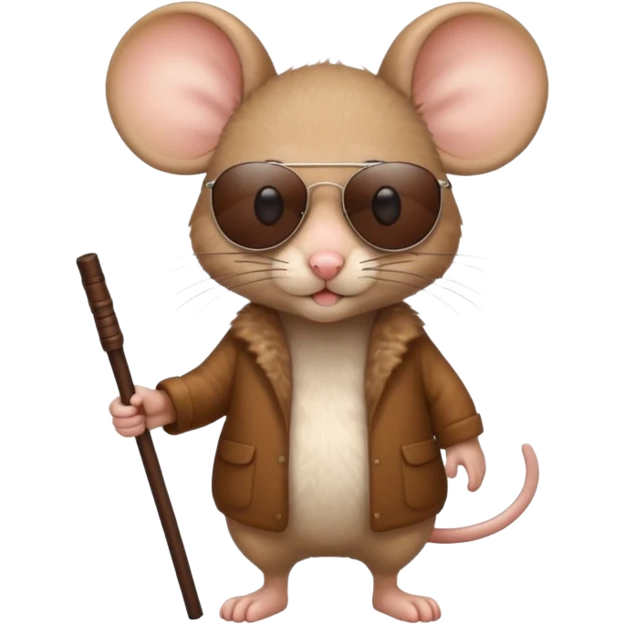 mouse with sunglasses and walking stick emoji