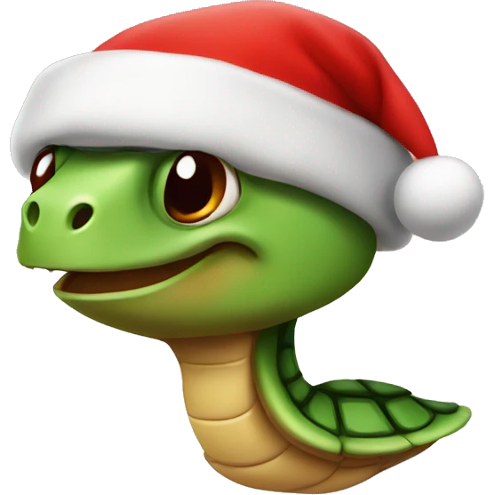 Turtel with Christmas hat emoji