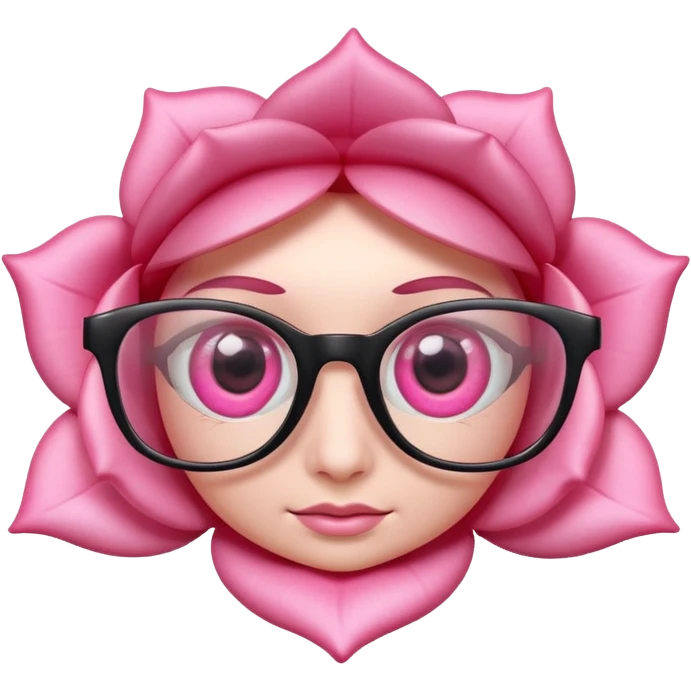 A 3D cartoon rose-pink -eye spectacle, glossy curved frame, soft reflections, isolated on plain background. only glasses. emoji