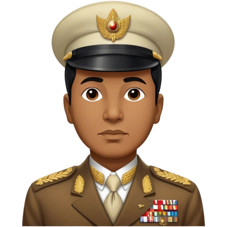 ​Cinematic Realistic Portrait of Sukarno, depicted in a lifelike, realistic style based on his iconic portrait, showcasing his thoughtful, charismatic expression in period attire, rendered with detailed textures and warm, evocative lighting that captures his pioneering spirit and national pride, emoji
