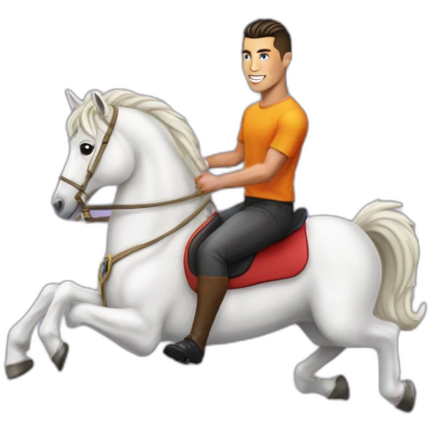 Christiano Ronaldo sur une licorne emoji