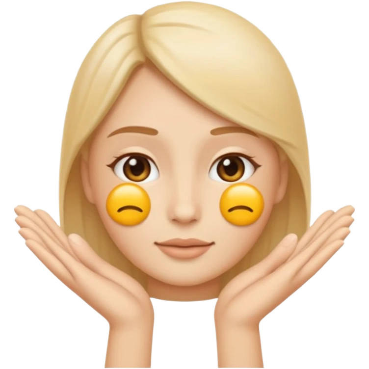 Minimal emoji representing reduced facial puffiness, soft hand gesture shaping the face contour, balanced and natural appearance, wellness-focused, simple and easy to understand
 emoji