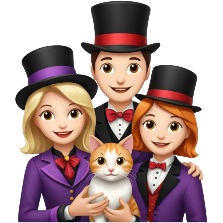 magician couple and their pet cat emoji