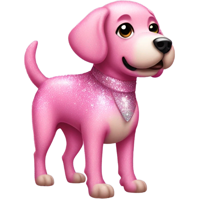 Pink full body dog with glitter emoji