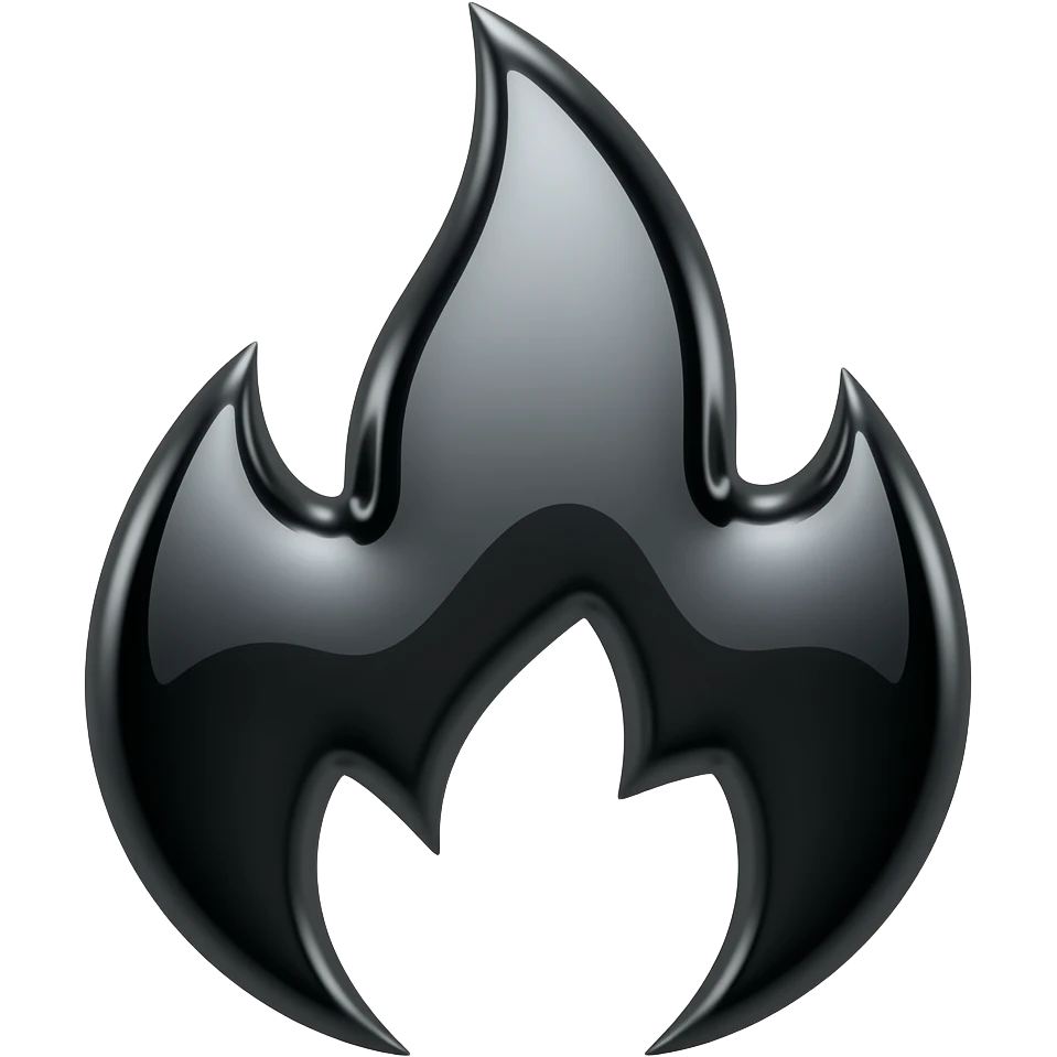 Black and high polished chrome Kuwaii fire emoji emoji