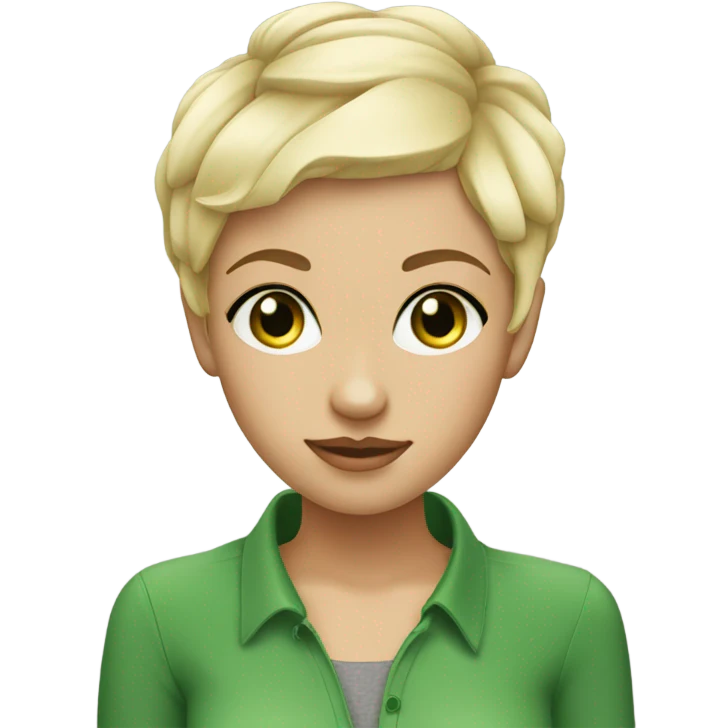 Blond girl pixie cut green eyes  emoji