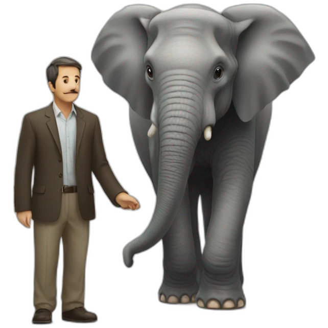 elephant with a man next to him emoji